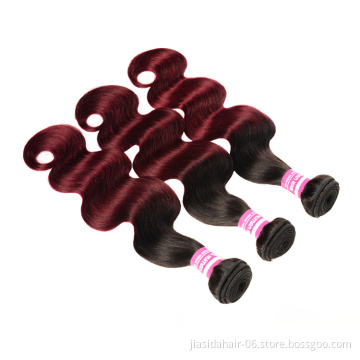 Wet and Wavy Indian T1B Burgundy 99j Ombre Human Hair Extensions 3 Bundles/Lot 8A Brazilian Virgin Hair Body Wave